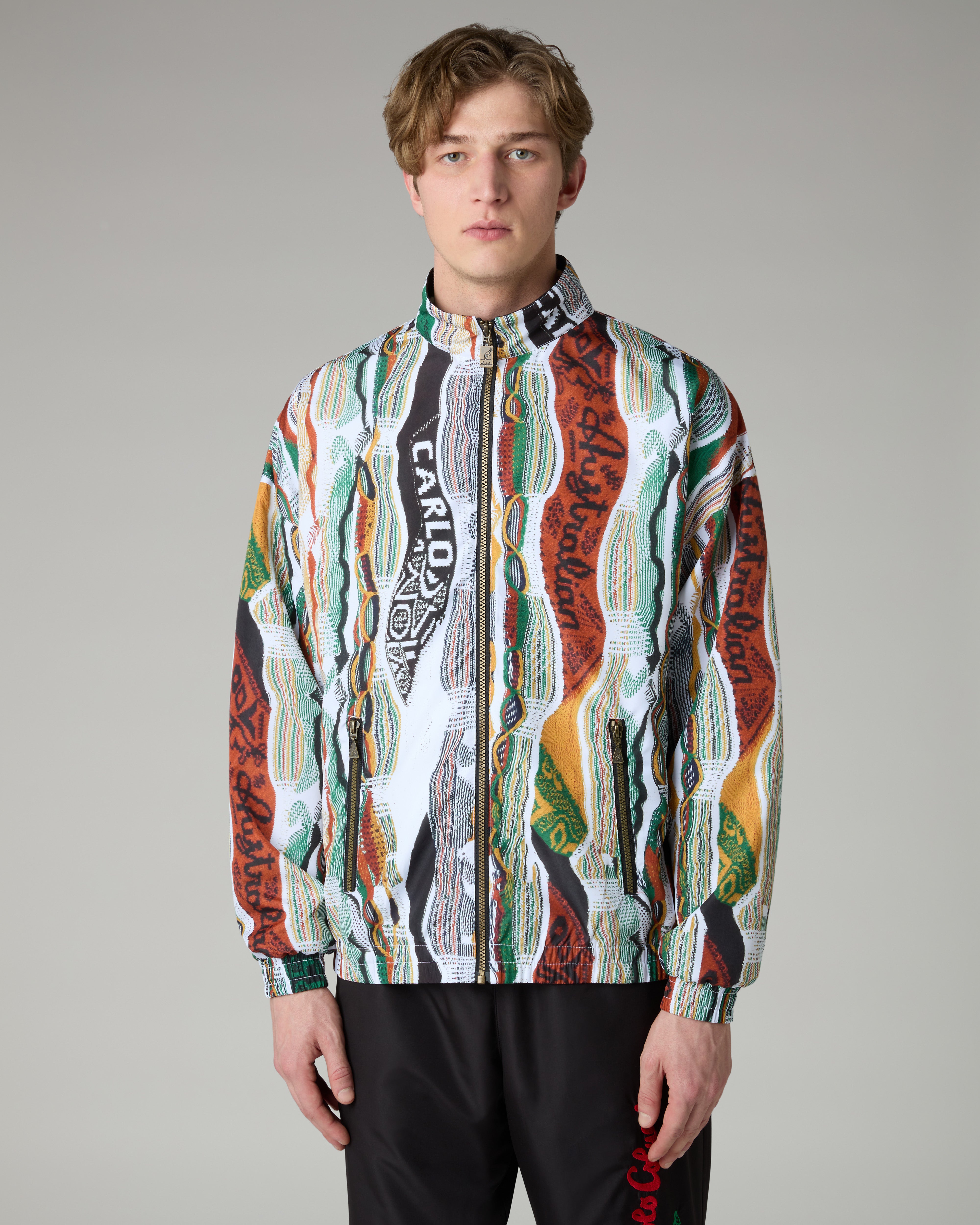 Knit Effect Printed Track Jacket