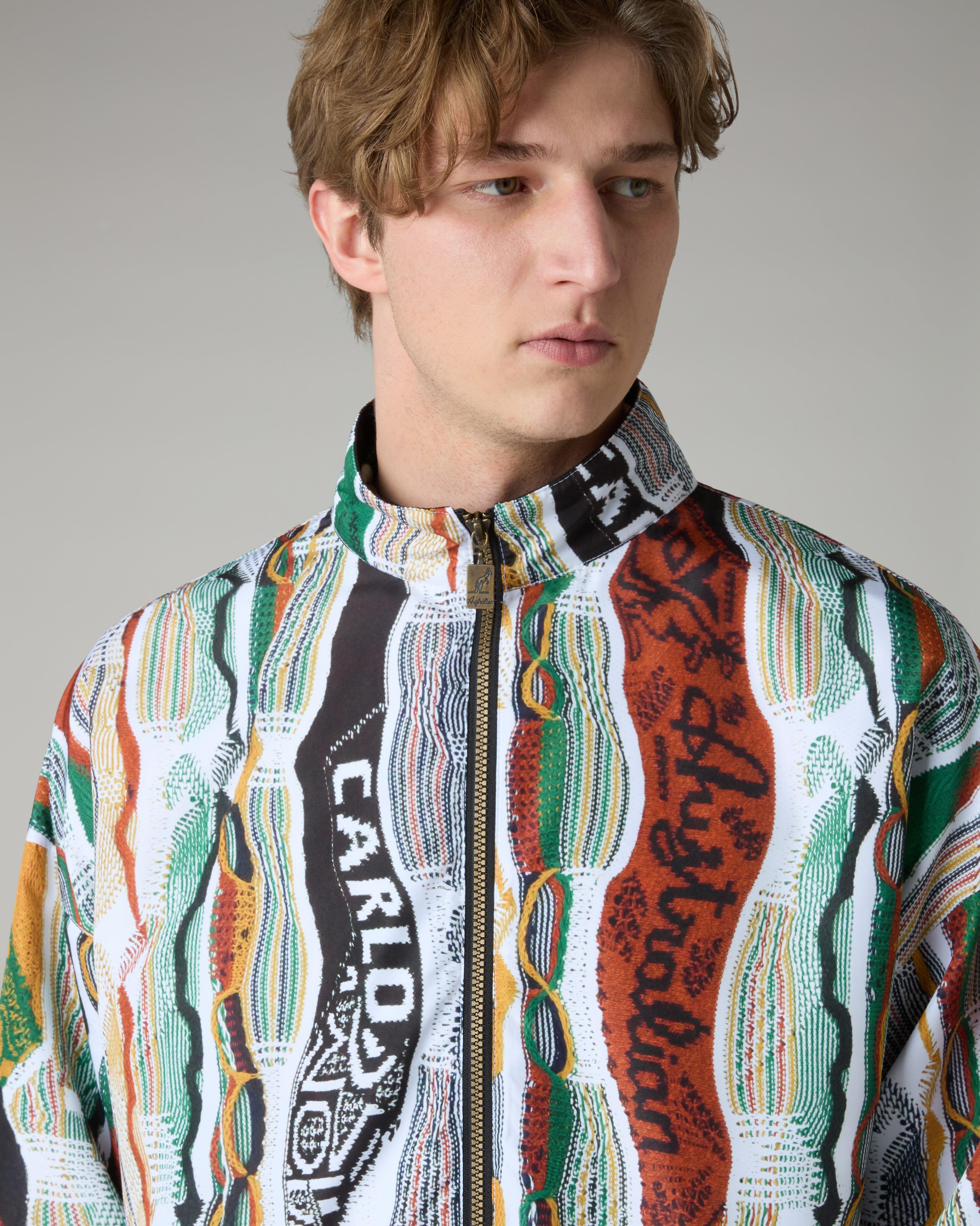 Knit Effect Printed Track Jacket
