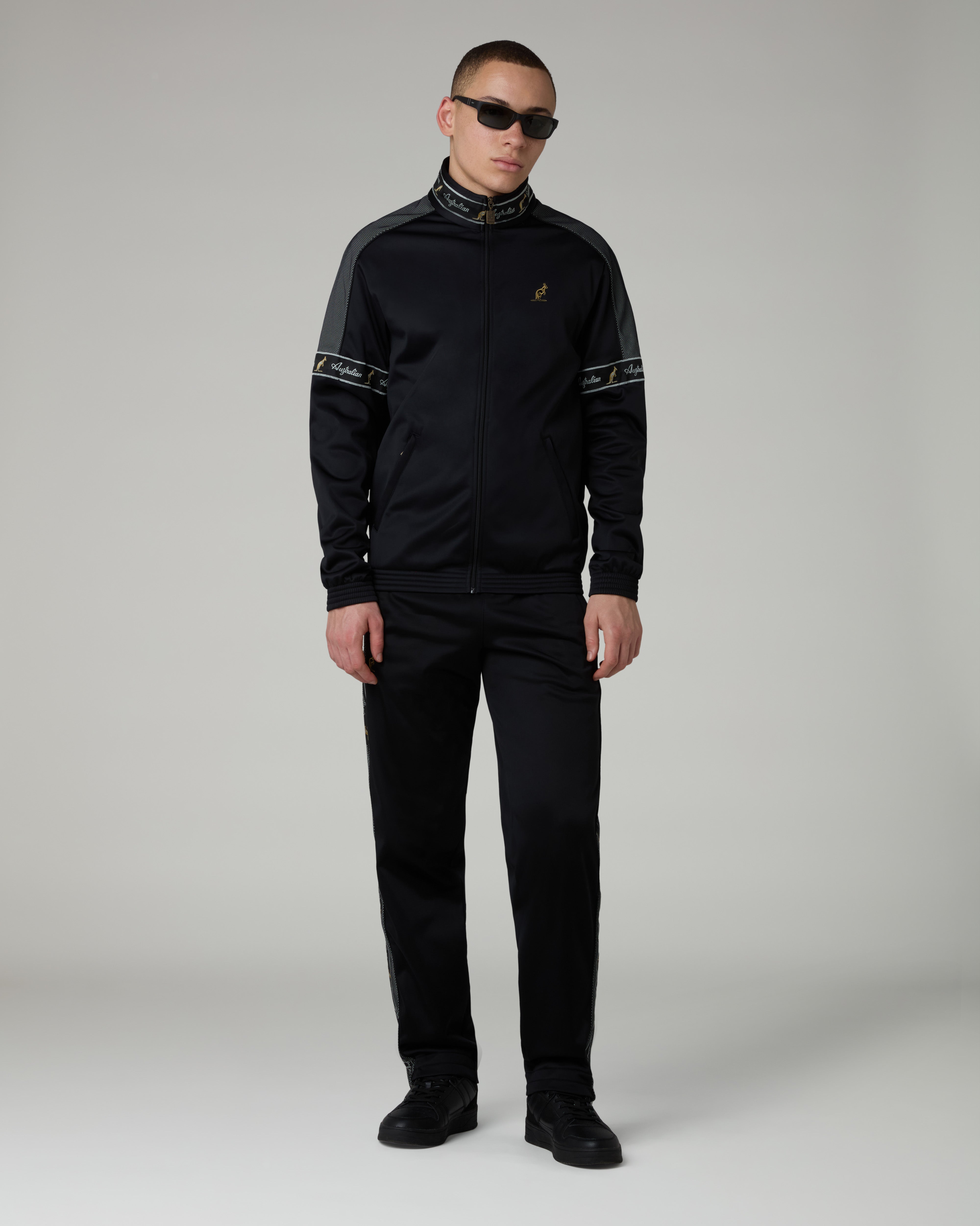 Black Tape Track Pants