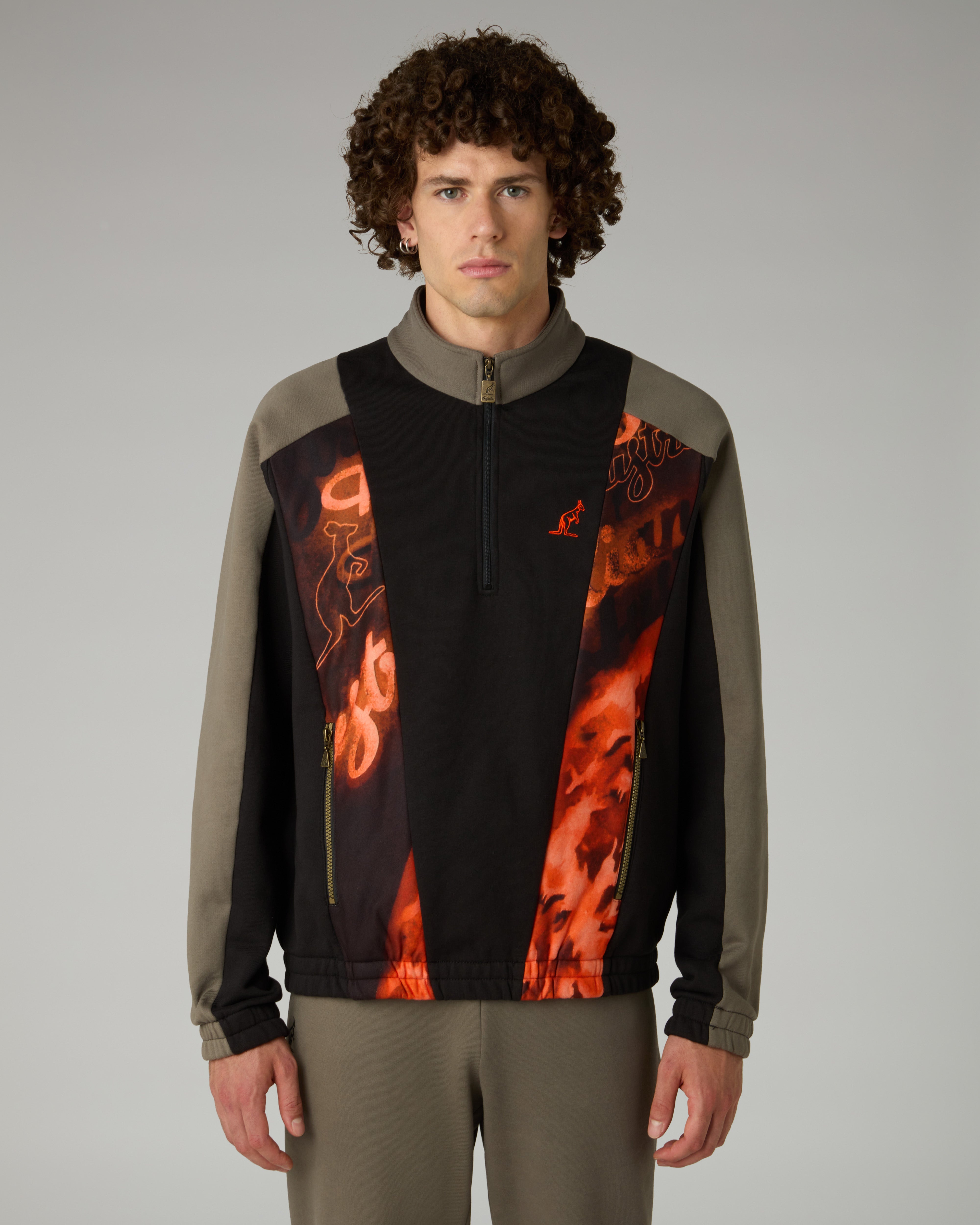 Rust Half-zip Crewneck