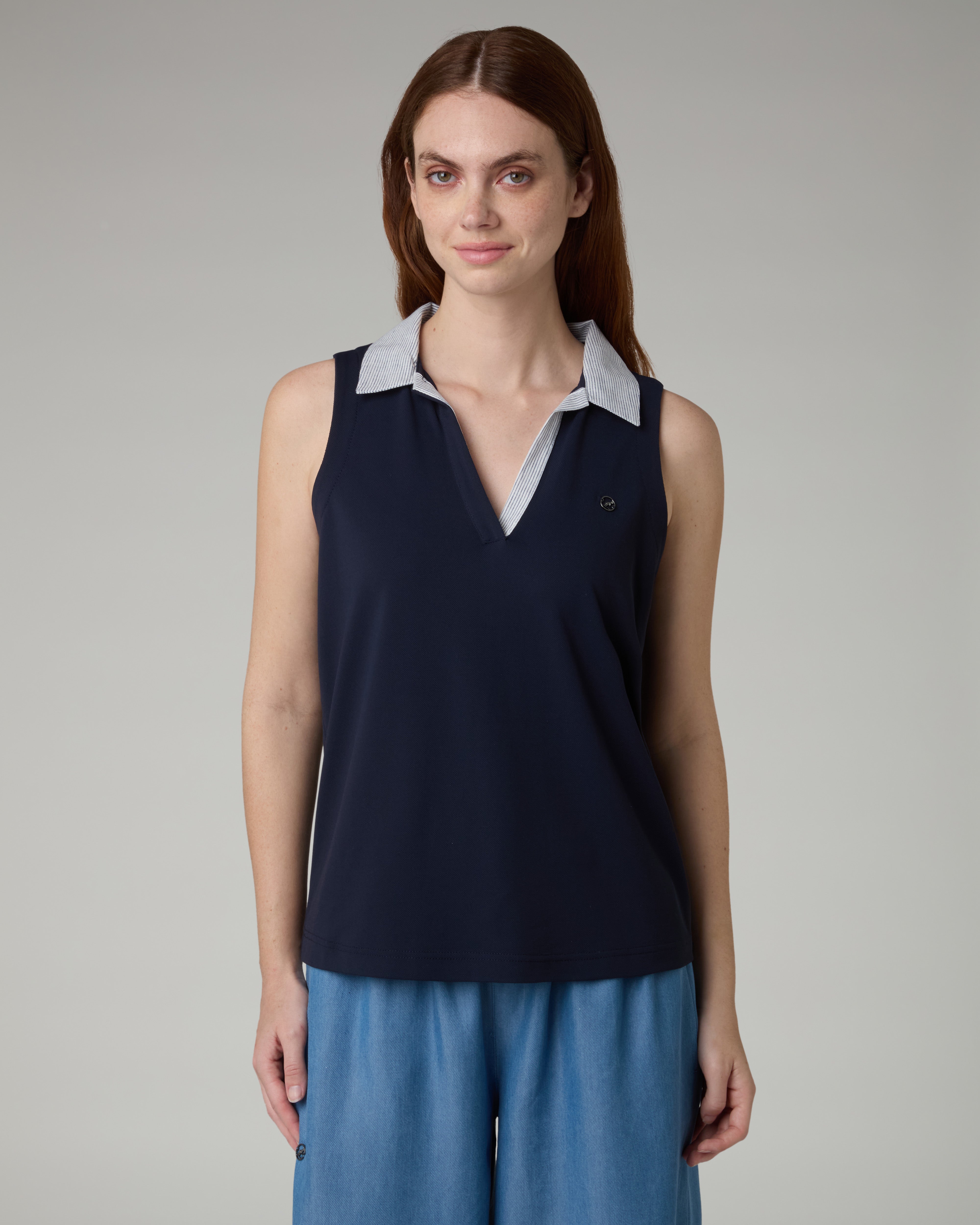 Sleeveless Polo Top